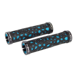 Ручки на руль CLARKS CLO208 3-231 резина/гель "паутина" 130мм с 2 фиксат. черно-синие 