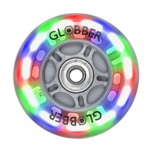 Колесо Globber 80 мм Rear Light-Up Wheel Kit прозрачное / подсветка красная/зеленая/синяя 