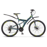 Велосипед Stels Focus MD 27.5" 21-sp V010 синий/неоновый-зеленый