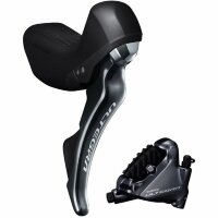 Ручка тормозная/штифтер Shimano Ultegra, R8020 (левый 2 скорости)/BR-R8070 (передний), трос, оплетка, SM-BH90, для 140 мм