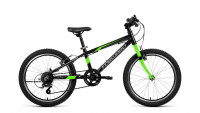 Велосипед Forward RISE 20 2.0 черный / ярко-зеленый (2022)