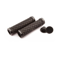 Ручки на руль CLARKS CLO276 3-472 резиновые "ромбы" антискольз. 130мм с 2 фиксат. черные, анодир. Ручки на руль CLARKS CLO276 3-472 резиновые "ромбы" антискольз. 130мм с 2 фиксат. черные, анодир.