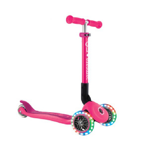 Трехколесный самокат Globber Junior Foldable Lights фуксия 