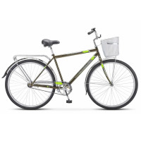 Велосипед Stels Navigator-300 C 28" Z011 (корзина внутри) оливковый рама: 20" (2024)