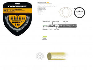 JAGWIRE Комплект тросов переключения Pro Shift Kit с рубашкой, заглушками, крючками и защитой рамы, салатовый 