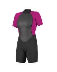 Гидрокостюм женский короткий O'Neill WMS REACTOR-2 2MM BACK ZIP S/S SPRING BLK/BERRY (2019)