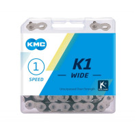 Цепь KMC 6-190515 K1 WIDE kool 112 зв. 1/2"х1/8" с замком CL710, в пластик. коробке 1 скор. для BMX серебристо-черная