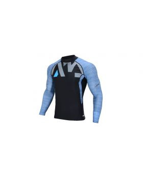 Гидромайка мужская длинный рукав AQUA MARINA DIVISION Men&#039;s Rashguard LS (BLUE Print) (2019) 