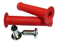 VELO Грипсы VLG-411, 147мм, Kraton, поверхность Anti Slip, с фланцами, с заглушками VLP-15-7, красные