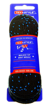 Шнурки для коньков Texstyle Double Blue Line And Molded Tip, Extra Wide Heavy Duty BK, 244см