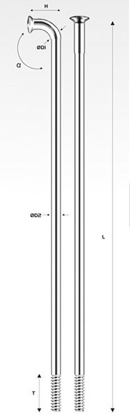 Спицы PST14 титановые, 2,0мм 190 мм, некрашеные 