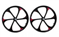 Комплект колес 26" MTB, литое, под трещотку, двойной обод, алюм.,6 лопастей, черное, 135/110мм (2022)