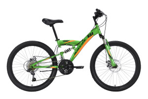 Велосипед Black One Ice FS 24 D зеленый/оранжевый/черный рама: 14.5&quot; (2022) 