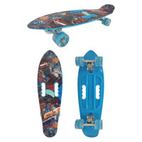 Скейтборд детский Navigator пластик, свет. кол., 67x20x15 см, 2 ручки для пер-ски, "Граффити синий"
