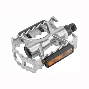 Педали FEIMIN FP-961, ось 9/16&quot; со светоотражателями, алюминиевые серебристые 