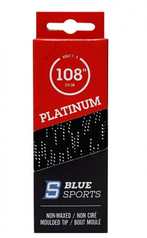 Шнурки хоккейные BlueSports Platinum Reg Black/White, без пропитки, литой кончик 