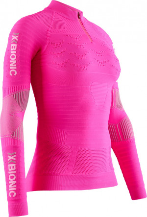 Футболка X-Bionic Effektor 4.0 TRAIL RUNNING HALF ZIP LG SL Women Flamingo Pink/Arctic White 