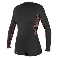 Гидрокостюм женский короткий длинный рукав O'NEILL WMS SKINS L/S SURF SUIT BLK/LUNA/BLK (DM7) 4911S DM7 (2017)