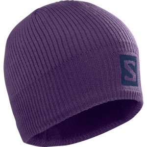 Шапка Salomon Logo Beanie Grape/Night Sky, OSFA 