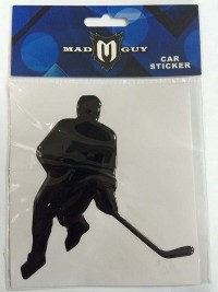 Наклейка на авто Mad Guy (хоккеист, чёрный)