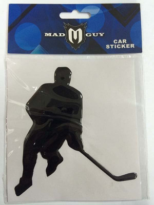 Наклейка на авто Mad Guy хоккеист, черный 