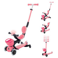 Трехколесный самокат-трансформер Globber Go Up Baby Lights 360 пастельно-розовый