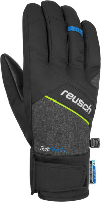 Перчатки горнолыжные Reusch Luke R-Tex XT Black Melange/Safety Yellow/Brilliant Blue