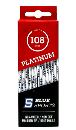 Шнурки хоккейные BlueSports Platinum Reg White/Black, без пропитки, литой кончик 