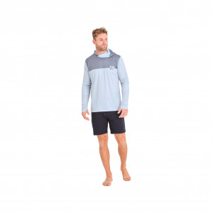 Гидромайка мужская с капюшоном длинный рукав Jetpilot Venture LS Fishing Hooded grey S25 (250560) 