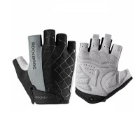 Велоперчатки ROCKBROS S109 RB_S109GR-L, короткие пальцы, рисунок "паутина", с липучкой, серые Велоперчатки ROCKBROS S109 RB_S109GR-L, короткие пальцы, рисунок "паутина", с липучкой, серые
