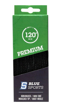 Шнурки хоккейные BlueSports Premium Oval Black/White 120"(304см), овальные, без пропитки, литой кончик