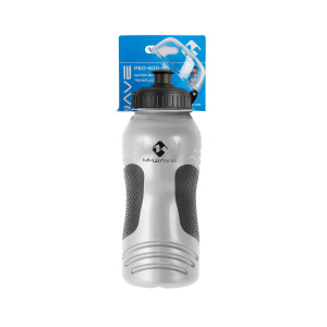 Фляга M-WAVE 5-340366 высококач. антискольз. пластик 0,6л с крышкой серо-черная (50) 