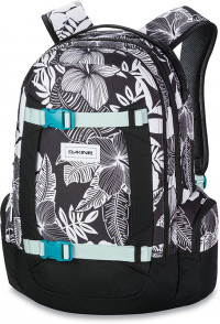 Сноубордический рюкзак Dakine Women's Mission 25L hibiscus palm (черно-белый с цветочным принтом)