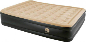 Надувная кровать Relax High Raised Luxe Air Bed Queen со встроенным эл.насосом 203х157х47 см бежевая 