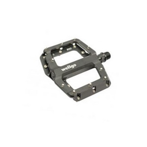 Педали WELLGO 6-190430 алюминиевые BMX/Downhill B-321DU широк. ось Cr-Mo, смен. шипы, черные 