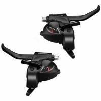 Шифтеры/тормозные ручки Shimano Tourney EF41, лев./прав., 3x7 ск., трос+оплетка, черные ESTEF41P7AL
