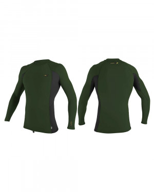 Гидромайка мужская длинный рукав O&#039;Neill PREMIUM SKINS L/S RASH GUARD green/black 4170B GE6 (2020) 