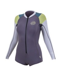 Гидрокостюм лайкра женский без ног длинный рукав O'Neill WMS FRONT-ZIP L/S SURF SUIT DUSK/EUCALYPTUS/ELECTRIC LIME/WHITE (2019)