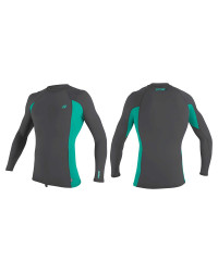 Гидромайка мужская длинный рукав O'Neill PREMIUM SKINS L/S RASH GUARD grey/teal (2020)