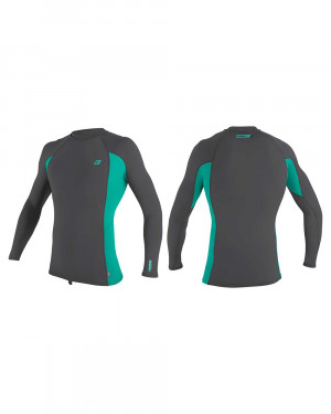 Гидромайка мужская длинный рукав O&#039;Neill PREMIUM SKINS L/S RASH GUARD grey/teal (2020) 