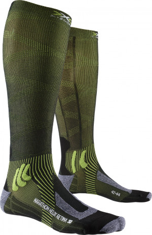 Носки для бега X-Socks Marathon Helix Retina 4.0 Men Black Melange/Effektor Green 