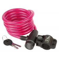 Замок M-Wave 5-233868 с ключом, с крепежом, розовый