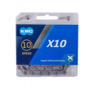 Цепь KMC X10 1/2"x11/128" 116 звеньев серая с замком в торговой упаковке 