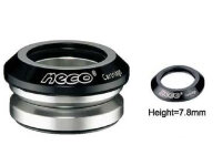 NECO Рулевая Н52 интегрированная 1-1/8"х30мм, высота 9,4±0,5мм, вес 71г, промподшипники Ø41,8x45°x45°, крышка 7,8мм, алюминий 6061, CNC/ сталь, чёрная, 6 частей