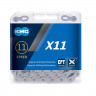 Цепь KMC X11 1/2"x11/128" 118 звеньев серая с замком в торговой упаковке - Цепь KMC X11 1/2"x11/128" 118 звеньев серая с замком в торговой упаковке