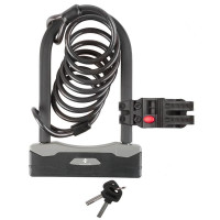 Замок M-Wave B & S shackle lock with spiral cable 5-234025 с ключом, с креплением к раме, черный