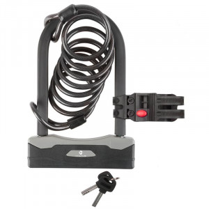 Замок M-Wave B &amp; S shackle lock with spiral cable 5-234025 с ключом, с креплением к раме, черный 