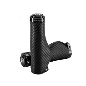 Грипсы ROCKBROS LKTW01 RB_71230001002 анатомические, PU-кожа с карбоновым принтом, с замками, черный 
