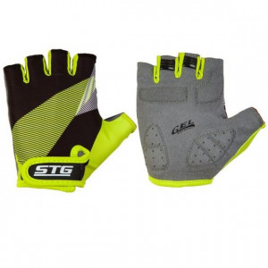 Перчатки велосипедные STG на липучке черные/салатовые Х87911 