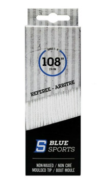 Шнурки хоккейные BlueSports Referee White, без пропитки, литой кончик
